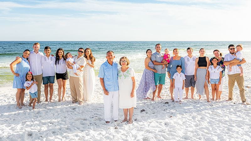 Jhoanna Astudillo and her family on the beach